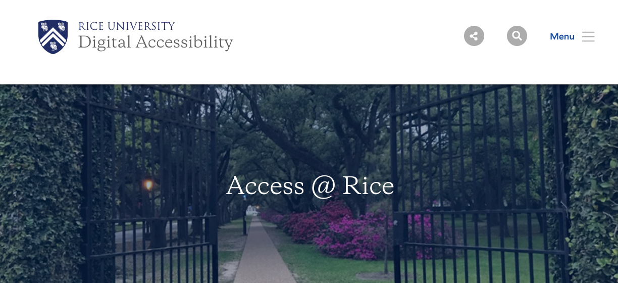 Rice Digital Accessibility home page
