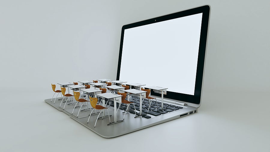 classroom desks on laptop