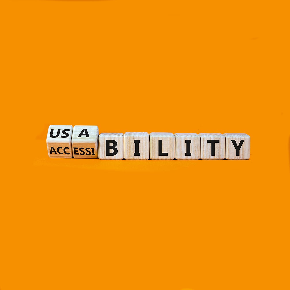 block letters that spell usability and accessibility