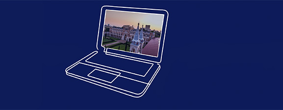 laptop with photo of Rice campus on screen