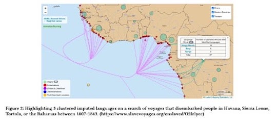 Map from Slave Voyages project