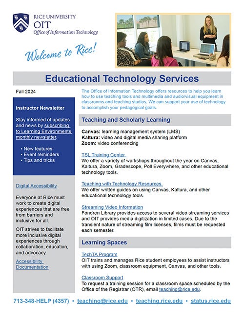 thumbnail of Educational Technology Services handout