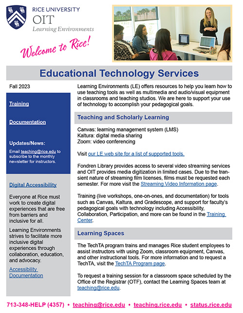 thumbnail of Educational Technology Services flyer