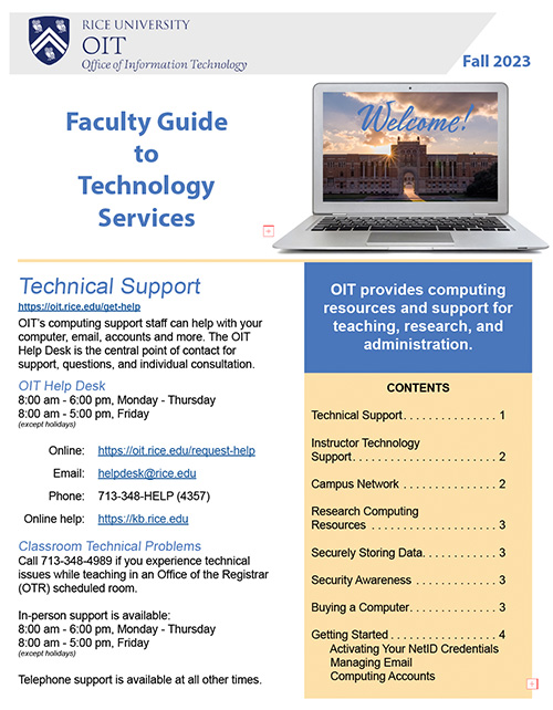 Faculty Guide to Technology Services