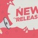 Megaphone pointing to a chat bubble that readings New Release