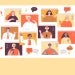 cartoon of people video conferencing